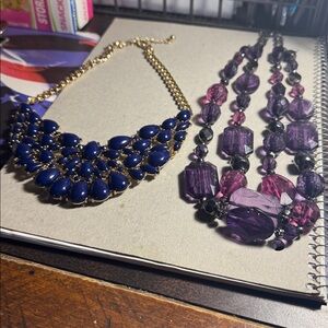 Blue 8” and Purple 10” Statement Necklaces